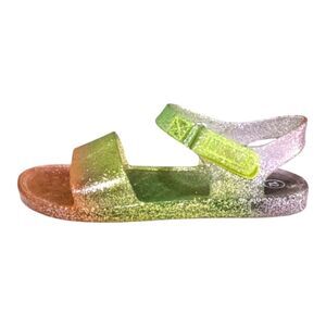 Cat & Jack Purple Green Orange Glitter Ombre Shiny Jelly Sandals Girls Size 12
